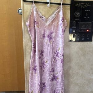 Floral Lace Trim Nightgown 100% silk
